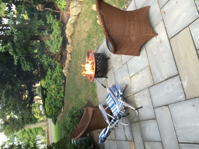hardcaping backyard with firepit